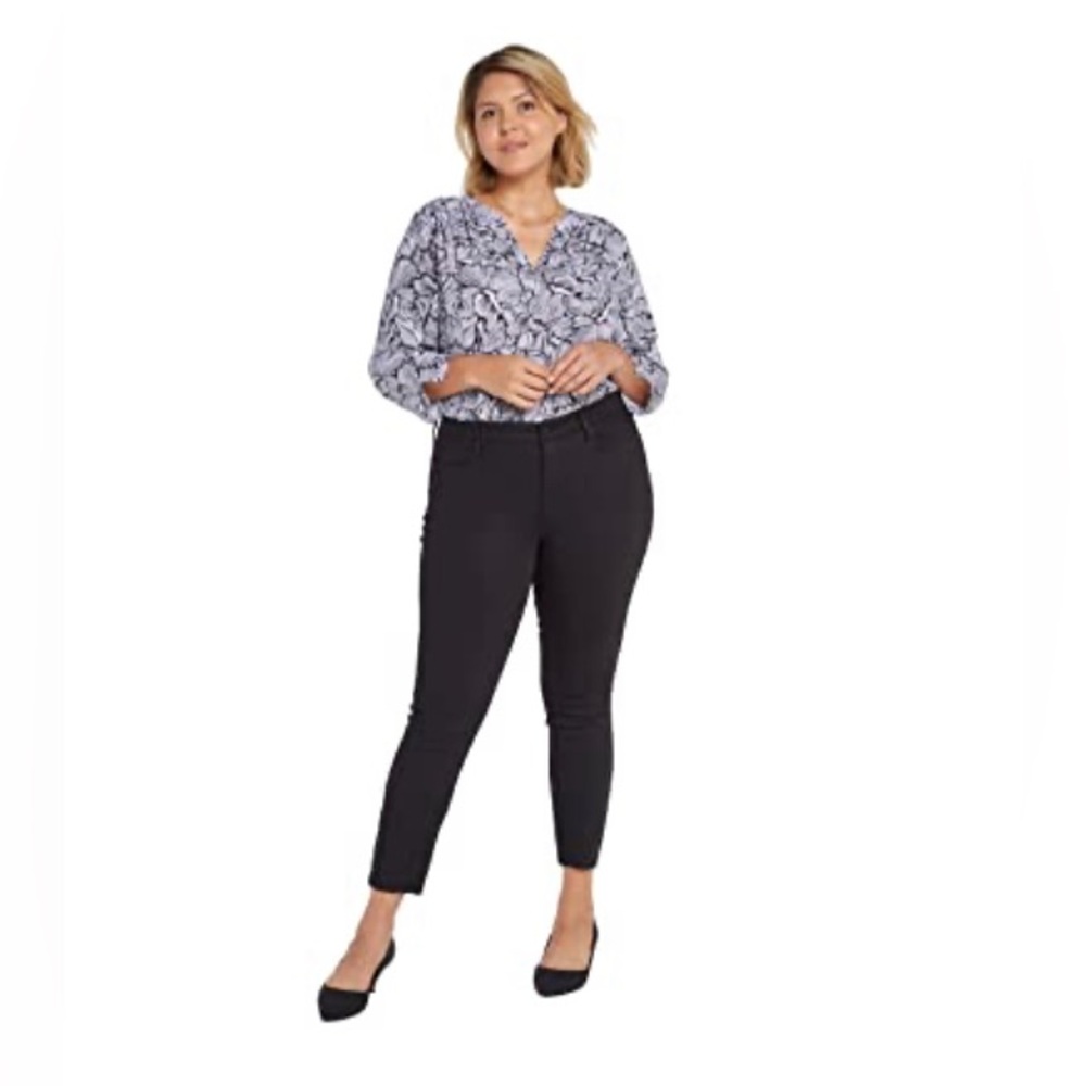 NYDJ Ami Skinny Ankle Length with Rough Hem Jeans Black Sz 14W